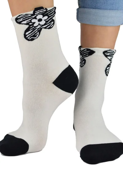 Bílo-černé dámské ponožky Noviti