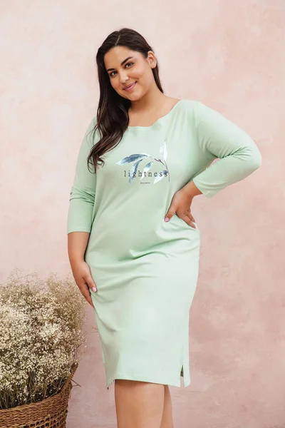 Světle zelená dámská košilka na spaní Taro plus size