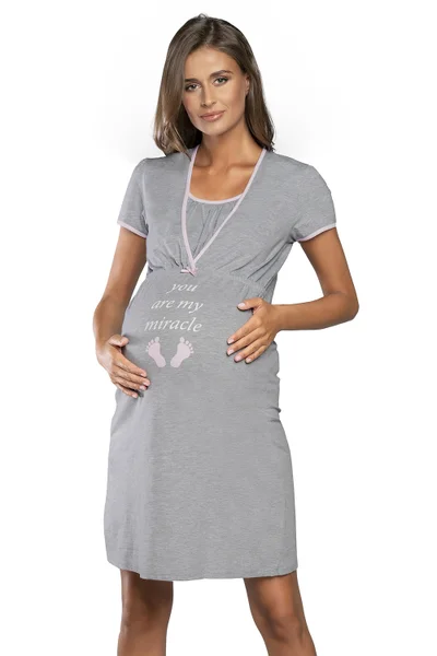 Světle šedá dámská těhotenská noční košilka Italian Fashion