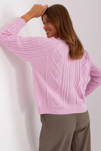 Růžový vzorovaný dámský svetr AT