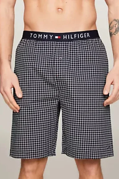 Tmavě šedé pánské kostkované šortky na spaní Tommy Hilfiger