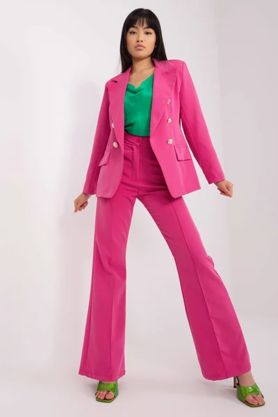 Elegantní dámské růžový komplet FPrice kalhoty a blejzr