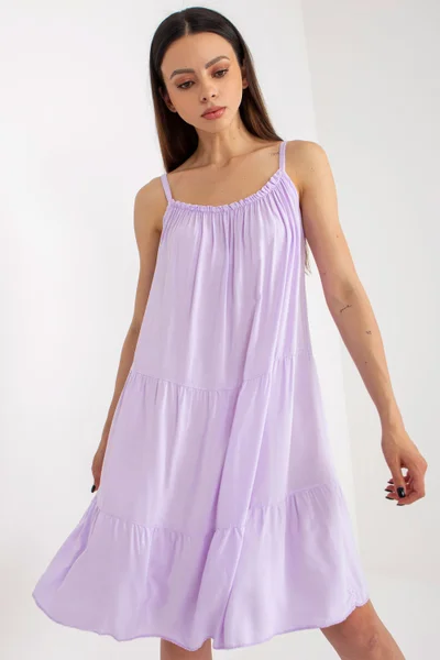 Lila dámské vzdušné letní šaty na ramínka Och Bella