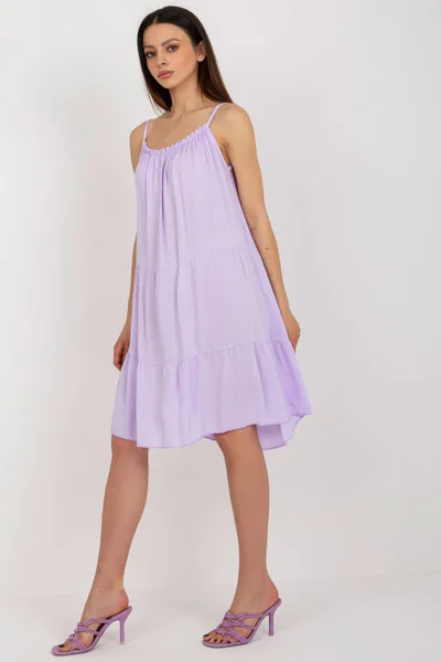 Lila dámské vzdušné letní šaty na ramínka Och Bella