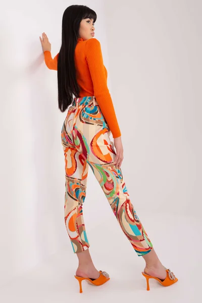 Oranžové vzorované retro kalhoty FPrice