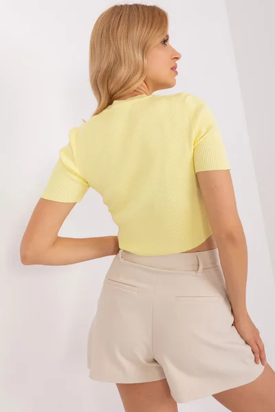 Žluté dámské crop tričko FPrice