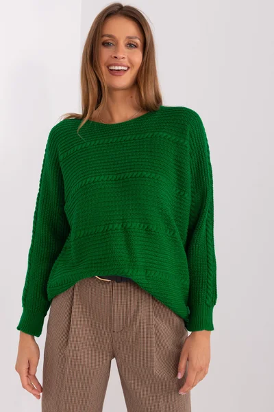 Volný dámský zelený svetr FPrice
