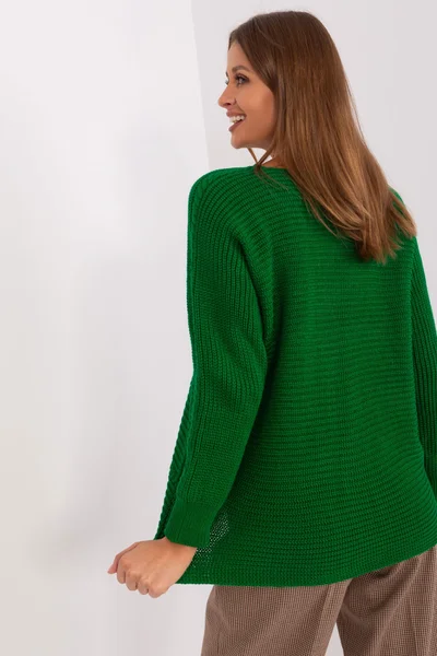 Volný dámský zelený svetr FPrice