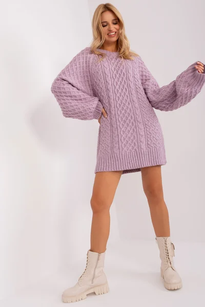 Lila dámské svetrové mini šaty FPrice