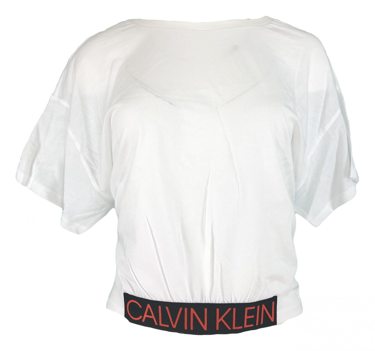 Dámské bílé triko s krátkým rukávem Calvin Klein 726, bílá s potiskem L i10_P35941_1:823_2:90_