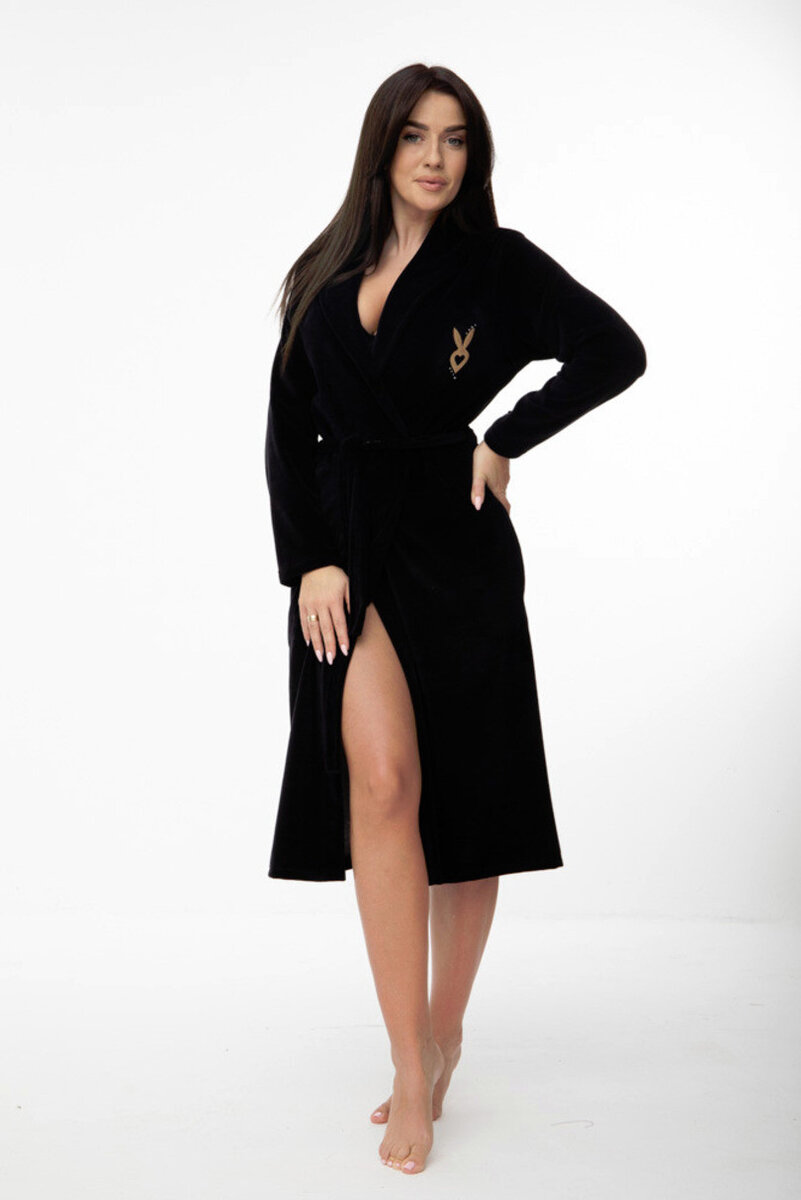 Plus size dámský černý župan Dorota, černá 3xl i170_FR-291 CZARNY - 3XL