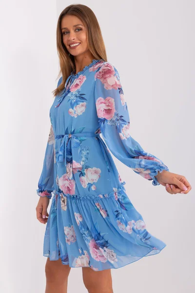 Vzdušné letní modré šaty s květy FPrice