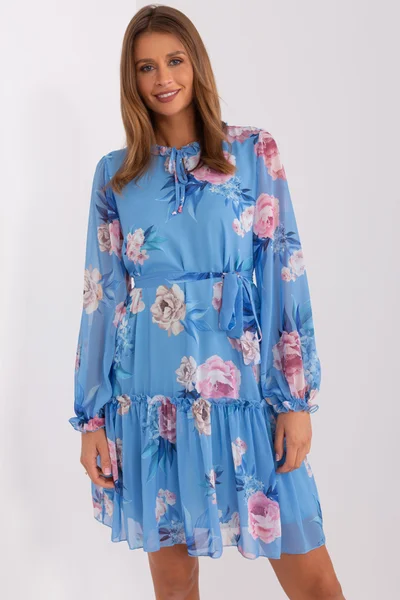 Vzdušné letní modré šaty s květy FPrice