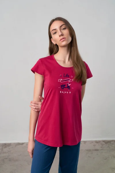 Vamp - Dámské pyžamo HX379 - Vamp (v barvě red rose)