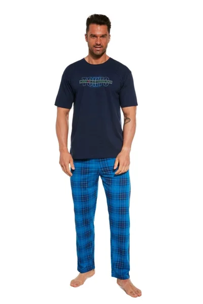 Pánské pyžamo se vzorovanými modrými kalhotami Cornette