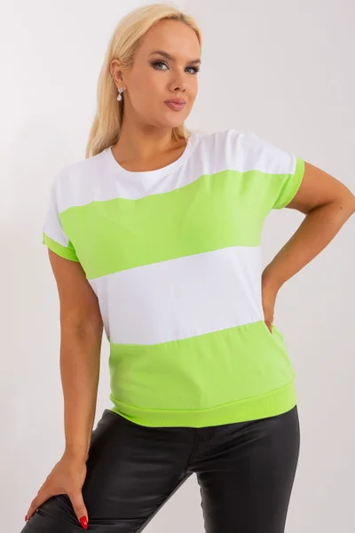 Zeleno-bílé dámské pruhované tričko s krátkým rukávem RELEVANCE