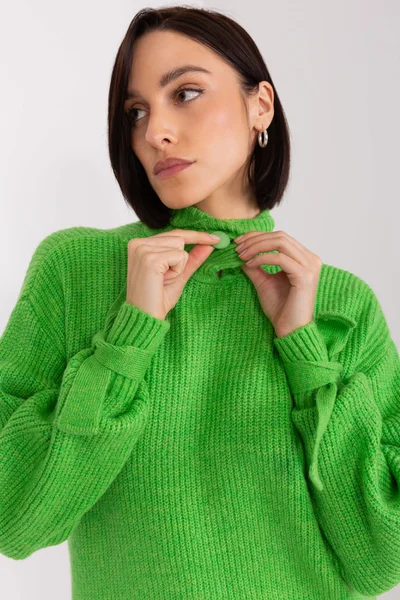 Zelený dámský pulovr s límečkem FPrice