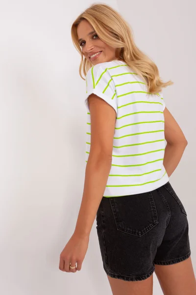 Zeleno-bílé dámské pruhované tričko RELEVANCE