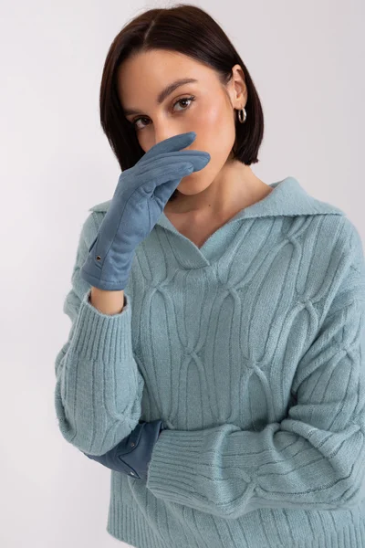 Modrošedé dámské rukavice z ekologické kůže FPrice
