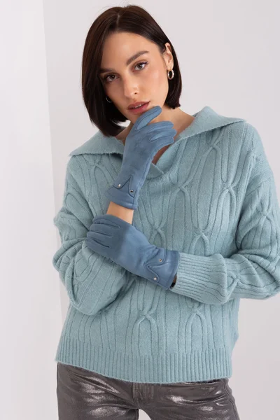 Modrošedé dámské rukavice z ekologické kůže FPrice