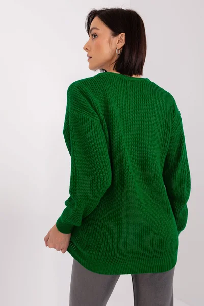V-neck zelený dámský svetr FPrice