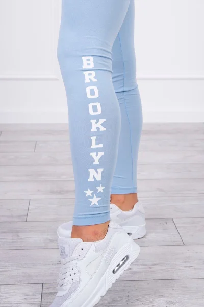 Dámské azurové legíny Brooklyn s nápisy Kesi