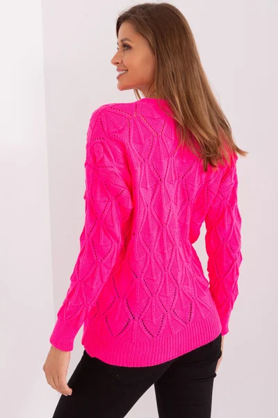 Neon růžový dámský propínací pulovr FPrice