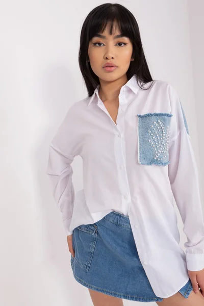 Ležérní oversize dámská košile FPrice bílá