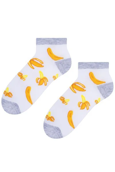 Dámské kotníčkové ponožky bílé se banánem Steven