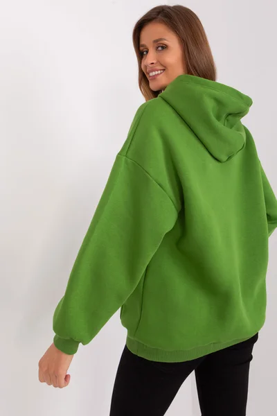 Zelená dámská bavlněná mikina s klokaní kapsou FPrice