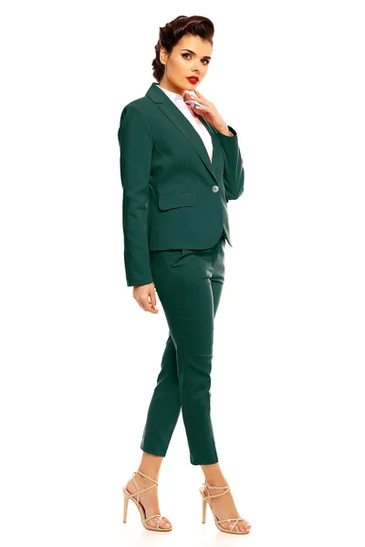 Tmavě zelené dámské sako s knoflíkem Cabba