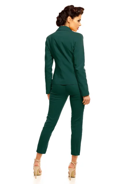 Tmavě zelené dámské sako s knoflíkem Cabba