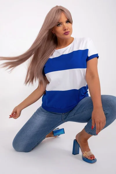 Modro-bílé dámské tričko s pruhy RELEVANCE