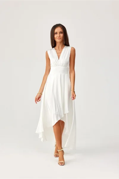 Letní bílé asymetrické dámské šaty Roco Fashion