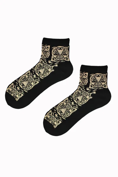 Černo-bílé dámské ponožky s lesklým efektem Noviti