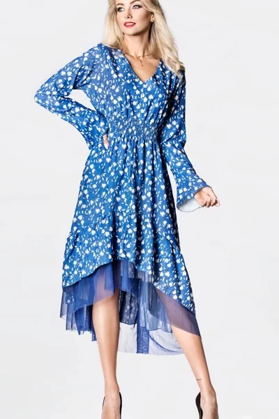 Midi dámské asymetrické šaty Ann Gissy modré