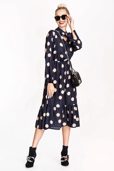 Midi dámské šaty s puntíky Ann Gissy retro styl