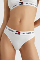 Bílé bavlněné string kalhotky Tommy Hilfiger