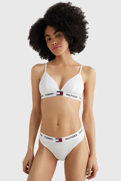 Bílé bavlněné string kalhotky Tommy Hilfiger