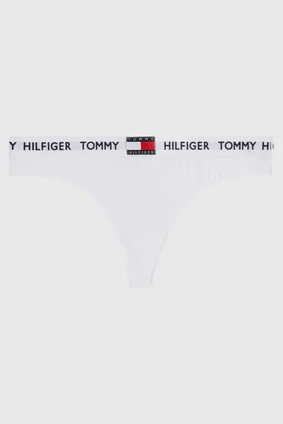 Bílé bavlněné string kalhotky Tommy Hilfiger