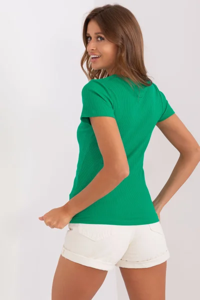Zelené dámské V-neck tričko s krátkým rukávem RELEVANCE