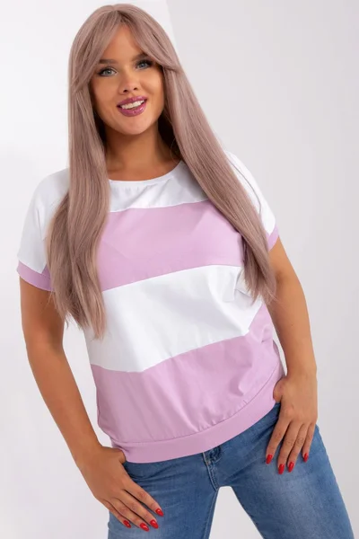 Bílo-růžové dámské tričko s pruhy RELEVANCE