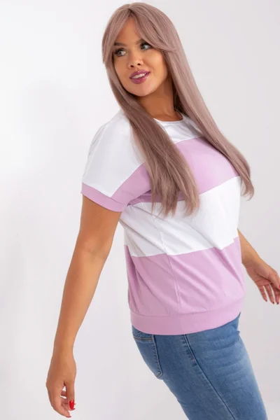Bílo-růžové dámské tričko s pruhy RELEVANCE