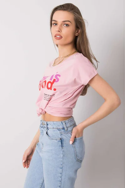 Růžové tričko s potiskem STITCH & SOUL