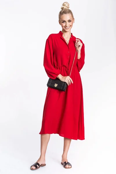 Pohodlné červené dámské midi šaty Ann Gissy