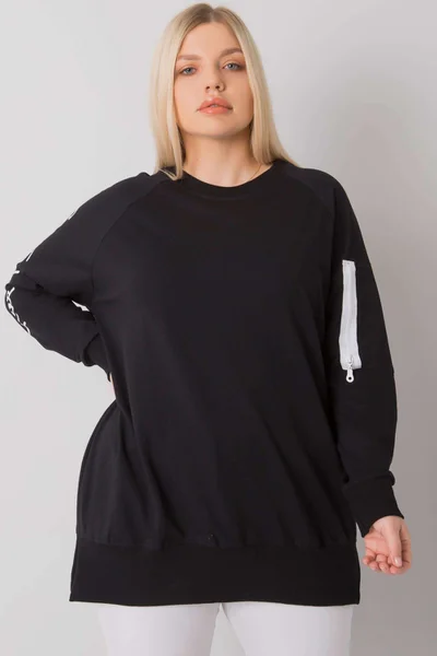 Černá Plus Size Tunika FPrice - Bavlna & Elastan