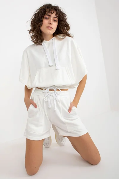 Dámská bavlněná souprava se šortkami v bílé barvě ex moda