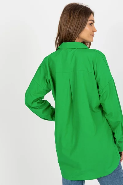 Volná zelená dámská košile s výšivkou Factory Price