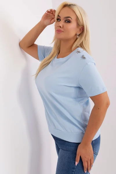 Světle modré dámské tričko FPrice klasické střih