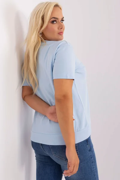 Světle modré dámské tričko FPrice klasické střih